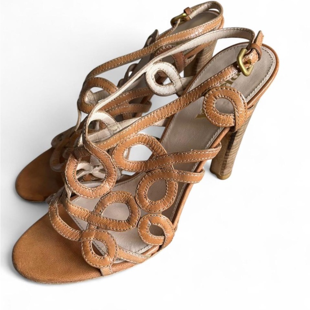 Prada Tan Strappy Heels